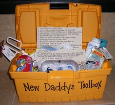 a new daddy's toolbox filled with personal care items