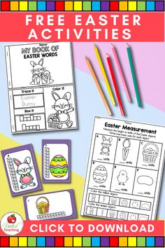 an easter activity pack for kids with the text, free easter activities