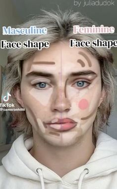 Contour To Look Masculine, Masculine Makeup Contour, Masculine Stage Makeup, Subtle Masculine Makeup, Masc Vs Fem Contour, Stage Makeup Theatre Men, How To Make Your Face Look More Masculine, How To Make Face More Masculine, Masculine Face Makeup