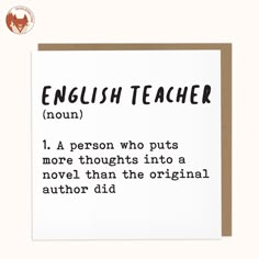 a card with an english teacher definition on it