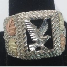 Vintage Coleman 12k Black Hills Gold And Sterling Silver Eagle Ring. Vintage Coleman, Eagle Ring, Gold Eagle, Silver Eagle, Black Hills Gold, Silver Eagles, Black Hills, Mens Accessories Jewelry, Accessories Vintage