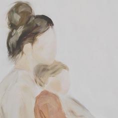 a painting of a woman's back with her hair in a bun