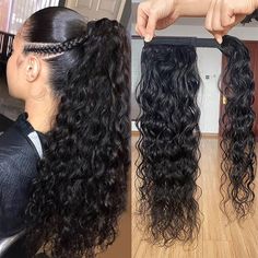 PRICES MAY VARY. 💖 Magic paste ponytail human hair extension. Water Wave hair, 100% human hiar. Does not contain any synthetic materials. Soft natural, reusable, washable. no shedding, durable, reusable, and can last long more than 6 months. 💖 The color is 1b natural black, It's not jet black. 110-130g/pcs, the longer the ponytail hair, the heavier the weight, blend seamlessly with you hair. I think you will be satisfied with our ponytail extensions because it is perfectly to add length, volume and change style. 💖 This magic paste ponytail extension is easy to wear, and the magic paste can hold the ponytail well, you could change your hair styles easily. 4.5x5 inch hairnet, 1 clip on the hairnet, just few seconds and you will get a long thick ponytail like magic. 💖 Sexy looks, suitable Wrap Around Ponytail, Clip In Ponytail Extensions, Brazilian Straight Hair, Clip In Ponytail, Ponytail Hair Extensions, Ponytail Extension, Brazilian Human Hair, Straight Human Hair, Black Natural Hairstyles