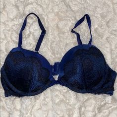 Vs Very Sexy Push Up Bra, New Without Tags. 34b Blue Padded Bra For Party, Fitted Blue Bra With Lined Body, Blue Party Bra With Padded Cups, Elegant Stretch Blue Bra, Elegant Fitted Blue Bra, Elegant Blue Stretch Bra, Blue Padded Party Bra, Elegant Blue Partially Lined Bra, Fitted Partially Lined Blue Bra