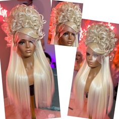 Double stacked updo / 90s vibe Drag Wigs, Queen Hair, Formal Hairstyles, Stylish Hair, Black Hair, Hair Inspo, Womens Hairstyles, Platinum, Cool Hairstyles