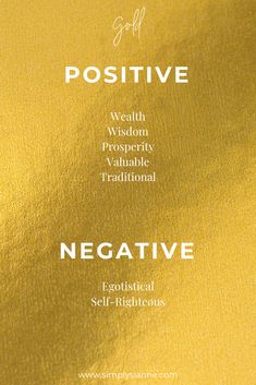 a gold foil background with the words negative and positive written in white letters on it