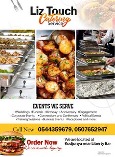 a flyer for a catering event