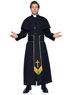 Priest Halloween Costume, Priest Halloween, Men's Halloween Costumes, Priest Outfit, Priest Robes, Priest Costume, Nun Costume, Costume For Men, Cross Belt