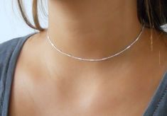 "Beautiful silver choker necklace. Perfect to wear on its own or to layer with more necklaces of your collection. ⊹ L e n g t h 13\" + 3\" Extender chain ⊹ D e t a i l s Sterling silver chain with tiny tubes Sterling silver spring clasp and links ⊹ Read about my shop Processing and Delivery times, Payment options, Packaging and Care instructions here: https://www.etsy.com/il-en/shop/annikabella#more-section" Collar Necklace Choker, Sterling Silver Layered Necklace, Silver Layered Necklace, Name Necklace Silver, Diamond Bar Necklace, Star Necklace Silver, Sterling Silver Choker, Necklaces Silver, Silver Necklace Set