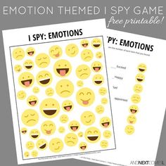 a printable emotion themed spy game for kids to practice emotions and feelings in the classroom