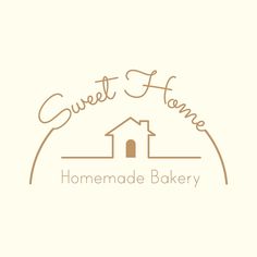 the logo for sweet home, a homemade bakery that is open to business and has an image of a house on it