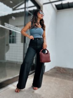 STRAIGHT WIDE LEG DENIM PANTS Size + Fit - Model is wearing size S Wide Leg Denim Pants, Long Midi Dress, Top Graphic Tees, Wide Leg Denim, Jogger Jeans, Dress Romper, Blazer Coat, Clothes Gift, Dresses With Leggings