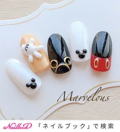 Mickey Acrylic Nails, Simple Nail Ideas, Nails Disney, Disney Nail Art