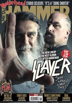 the front cover of hammer magazine showing two men with their hands up in the air