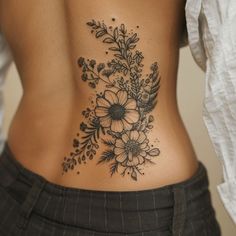 Rib Tattoos Tattoo Artistic Design Mandala Rib Tattoo, Sunflower Wrap Around Tattoo, Tattoos For Your Mom, Ftp Tattoo, Woodsy Tattoos, Blackwork Floral Tattoo, Cottage Core Tattoos, Let It Be Tattoo, Tattoo Artistic