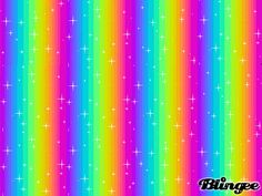 a rainbow colored wallpaper with stars and sparkles on the bottom, as well as an