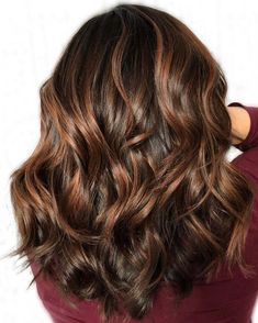 Dark Brown with Auburn Streaks Brunette With Auburn, Brunette With Auburn Highlights, Pelo Chocolate, Dark Brown Hair With Highlights, Dark Chocolate Brown Hair, Light Brown Highlights, Auburn Highlights, Light Blonde Highlights