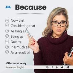 a woman holding a cell phone and pointing to the text because now that considering that as long as being as due to inanstruct as