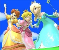 mario and princess peach are standing next to each other