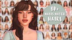 an animated image of a woman with long hair in front of many women's faces