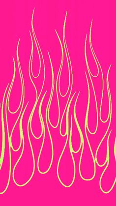 a pink background with yellow flames on it