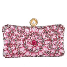 PRICES MAY VARY. [Mini Size: L-7.8 x H-3.9 x W-2.3 inches] -This rhinestone evening clutch is designed to be mini size. [Capacity] -This fancy evening clutch has enough capacity to hold a big phone, lipsticks, keys, tissues, and credit card. [lightweight: 1.0 LB] -This crystal evening bag is designed to be lightweight and easy to carry. [Detachable Chain Strap] -1 X long shoulder chain strap and 1 X short chain strap. [Packing] -This rhinestone evening handbag is packed into a white brand pouch Pearl Clutch Bag, Pearl Clutch, Pearl Clasp, Clutch Bag Wedding, Elegant Branding, Crystal Clutch, Clutches For Women, Evening Handbag, Shoulder Chain