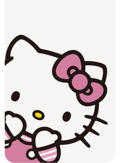 an image of a hello kitty wallpaper in pink and white with the word hello kitty on it