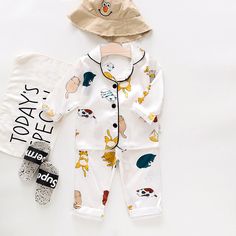 Cartoon Satin Pajamas Set - Momorii