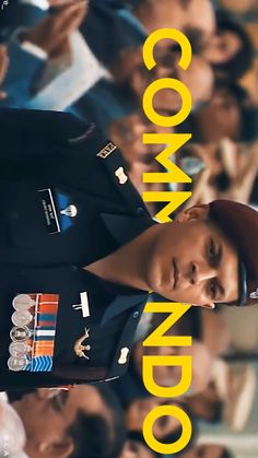 a man in uniform standing next to a group of people with medals on his chest