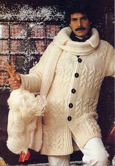 Man Knits Dandy Fashion, Aran Cardigan, Scottie Pippen, Lauren Hutton, Vintage Mens Fashion, Men's Knit