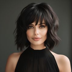 Short Shag 2023, Shaggy Lob With Side Swept Bangs, Short Bob Hairstyles For Thick Hair Choppy Layers, Cheek Length Hair, My Boards Saved Haircuts, Short Current Bangs, French Shag Haircut Short, Shaggy Bobs For Thick Hair, Medium Length Layered Hairstyles For Women Over 50