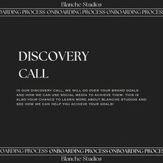 a black and white advertisement with the words discovery call