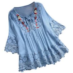 Women Leisure Fashion Printing Lace Short Sleeve Round-Neck Tops Features: 1.100% brand new and high quality. It is made of high quality materials, durable enough for your dwearing 2.Stylish and comfortable design make you more attractive Handsome 3.Great for Daily,I am sure you will like it! 4.Wear these Blouse to keep Fashion and make your life more . 5.Great for Party,Daily,Casual,I am sure you will like it! It's very fashion and make you so beauty. Product Description: Material: Lightweight,ultra soft keep you all day stay cool Occasion: Daily wear, dates, school, working, street wear,etc. Clothes perfect to match you favorite shoe and bag etc.Care: low temperature hand wash / machine wash. Features: Casual style showing your unique charm and vitality, add a sense of elegance and style Plus Size Chic, Crochet Lace Blouse, Laced Up Shirt, Elegant Embroidery, Floral Lace Tops, Tie Neck Tops, Ruffles Fashion, Embroidery Top, Chic Blouses