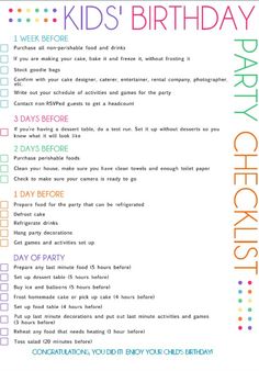 a birthday party checklist for kids