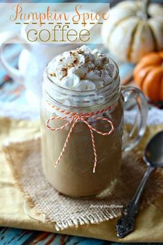 pumpkin spice coffee in a mason jar