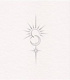 a drawing of the letter s with a sun in the middle and stars around it