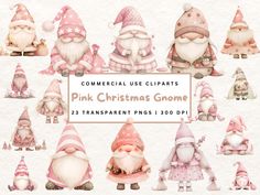 pink christmas gnomes clipart set