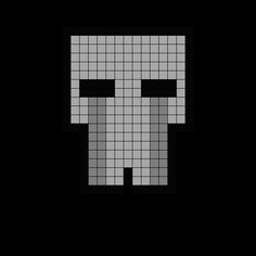 an image of a pixellated skull in the middle of a black background with white squares