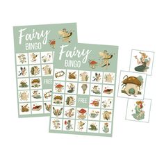 two stickers with fairy characters on them, one is green and the other is white