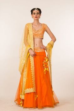 30 Dupatta Draping Styles to Drape Your Way to Gorgeousness ! | WedMeGood Colourful Lehenga, Lehenga Dupatta Draping Style, Indian Dresses Modern, Indian Wedding Dress Modern, Ombre Dupatta, Namaste India, Lehenga Choli Designs