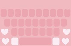 a pink background with white hearts on the top and bottom half of the keyboard,