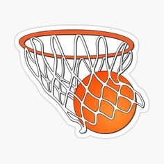 an orange basketball going through the net sticker