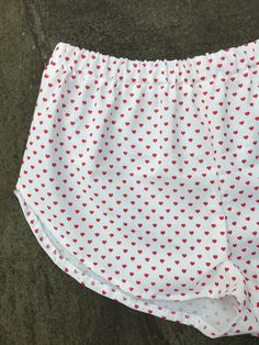 Red Heart Shorts. Great to wear for your next festival. Super cute high cut summer shorts. Super cute and really comfy shorts. Made from cotton with an elastic waist band. Great gift for a birthday, holiday or even a treat for yourself. All of my shorts are made to order so if you have a special request you can leave me a note with your order telling me your exact size specifications. If you don't see your size, if you need the shorts bigger or smaller just tell me and I can make it whatever siz Stretch Shorts With Elastic Waistband For Pajama Party, Short Length Bottoms With Built-in Shorts For Pajama Party, Cotton Shorts For Pajama Party, Cute Shorts For Summer Pajama Party, Stretch Shorts For Pajama Party, Cute Summer Bottoms For Pajama Party, Summer Shorts For Pajama Party, Stretch Short Bottoms For Pajama Party, Cute Summer Loungewear Shorts