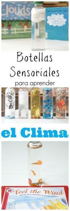 three different types of water and ice cubes with the words, botellas sensorides