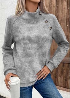 Color:Grey;Size:S;Size:M;Size:L;Size:XL;Size:XXL;Package Contents:1 X Sweatshirt;Occasion:Other;Style:Casual; Charity Gala, Lisa Fischer, High Neck Sweatshirt, Raglan Sleeve Top, Turtleneck Sweatshirt, Grey Turtleneck, Black Trousers, Long Sleeve Turtleneck, Knit Sweatshirt