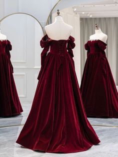 Red Velvet Prom Dress, فستان زهري, Dress With Beads, Prom Dress Burgundy, Burgundy Evening Dress, Chic Black Dress, Dress Elegant Long, A Line Prom Dress, Graduation Party Dresses