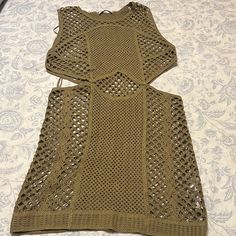 Crochet Cut Out Dress Hollow Out Mini Dress For Beach Cover-up, Chic Beige Hollow Out Dresses, Chic Beige Hollow-out Dresses, Beige Hollow Out Casual Dress, Casual Beige Hollow Out Dress, Casual Beige Hollow-out Dresses, Casual Beige Dress With Hollow Details, Bohemian Sleeveless Dress With Hollow Out Details, Sleeveless Hollow Out Mini Dress For Spring