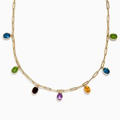 Effy Mosaic 14K Yellow Gold Multi Gemstone Charm Necklace The Crown Jewels, Effy Jewelry, Crown Jewels, Jewelry Pins, Gold Yellow, The Crown, Charm Necklace, Mosaic, 14k Gold