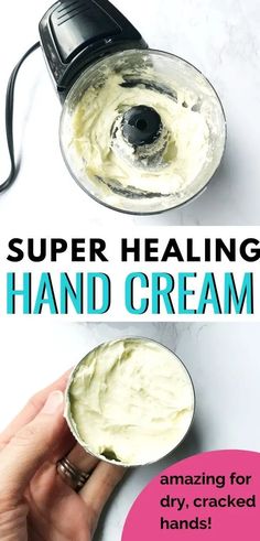 DIY super healing hand cream recipe! This is perfect for dry, cracked hands from winter weather or overwashing. This super healing hand cream is a must-try and ps - it's great for any type of dry skin, not just hands! Hand Cream Recipe, Diy Hand Cream, Organic Hand Cream, Dry Cracked Hands, Soap Packing, Cracked Hands, Natural Beauty Remedies, Homemade Scrub, Natural Beauty Recipes