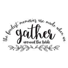 a black and white quote that says, the best memories are made and they're around the table